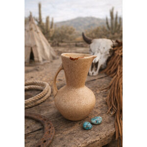 American Made Laurel Pottery Cerama-Stone speckled cocoa brown pitcher/creamer